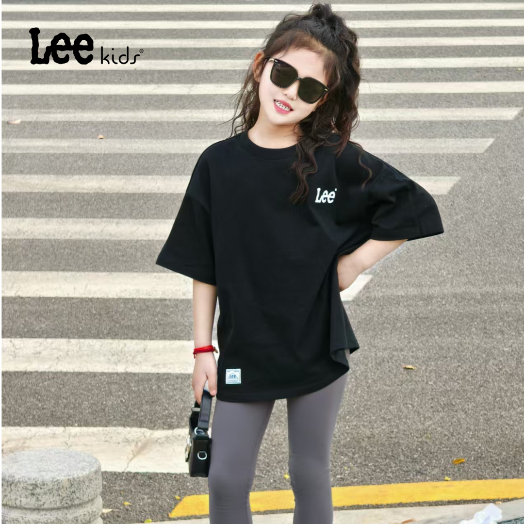 Leekids儿童夏季纯棉短袖T恤圆领休闲宽松半袖t恤时尚潮牌童装