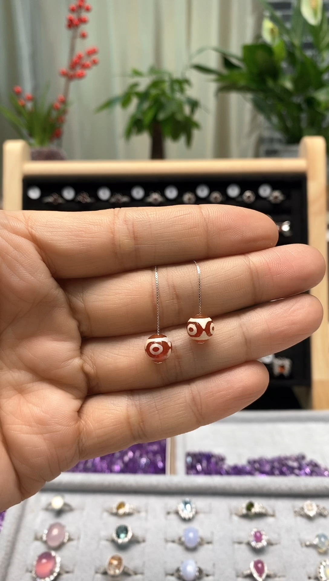 【闪购商品】玛瑙/玉髓耳钉银S925镶嵌多样性 发其一  【7】