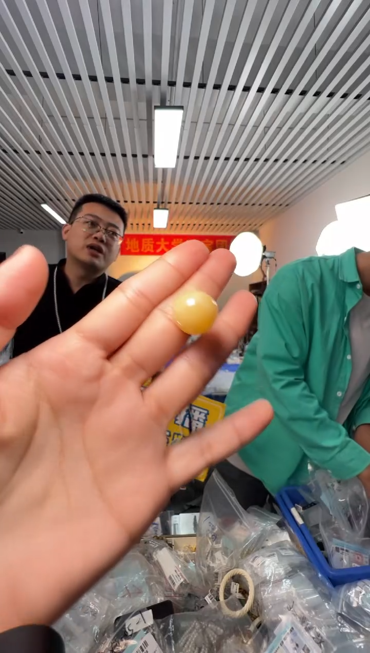 蜜蜡颈饰未镶嵌约14mm俄料白花满蜜蜜蜡圆珠单珠