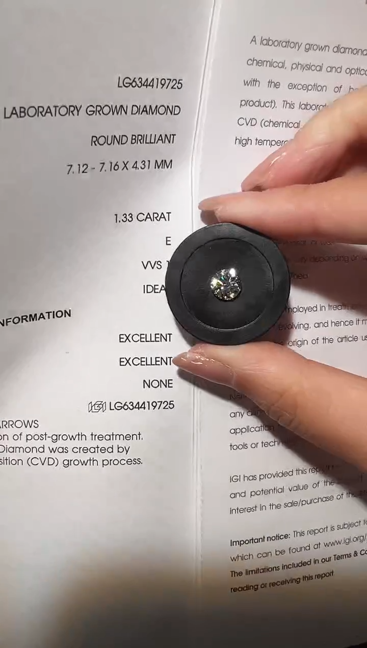 【闪购商品】实验室培育钻石裸石未镶嵌LG9725 1.33