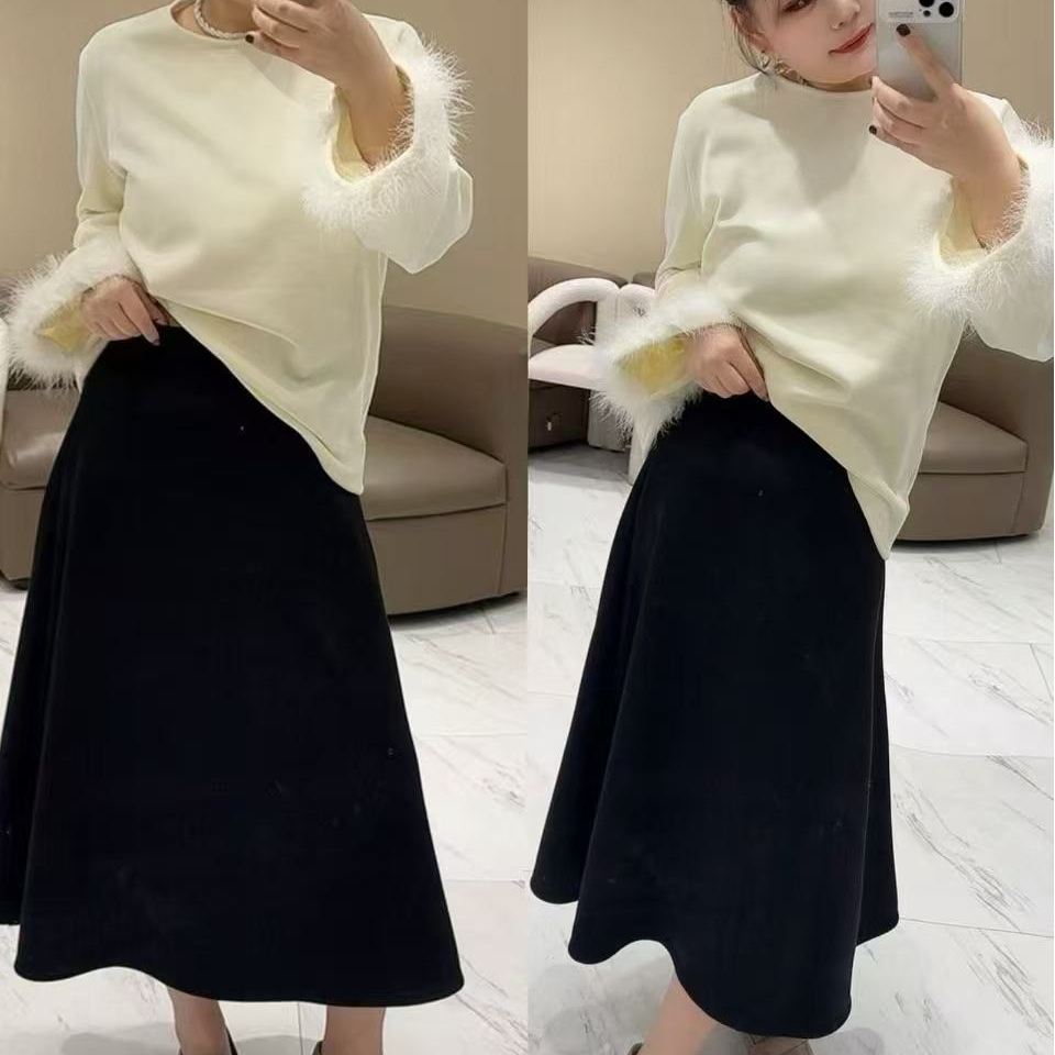 大码女装秋冬季加绒加厚新款时尚百搭显瘦A字半身摆裙