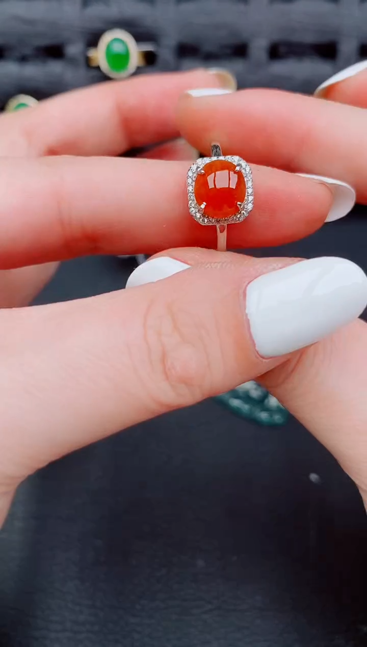 【闪购商品】翡翠戒指银S925镶嵌天然a货翡翠562