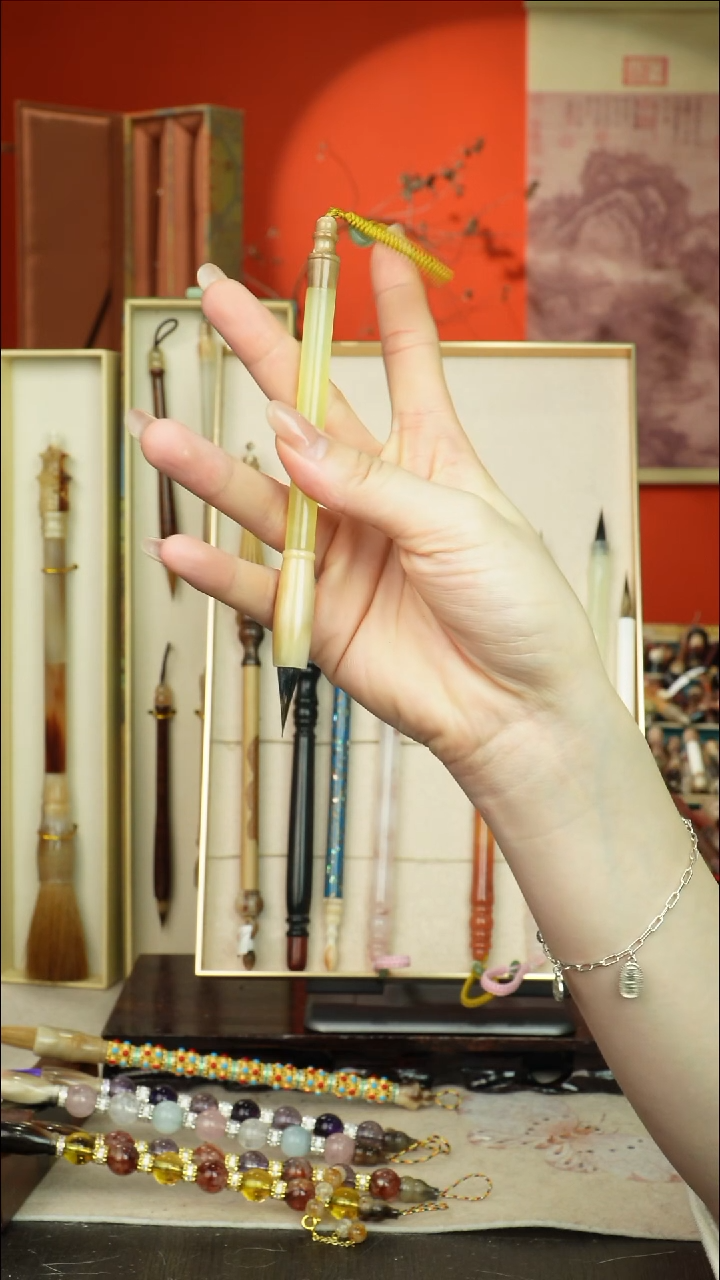 41号闪孤品高货毛笔链接 清水试笔 蘸墨不退