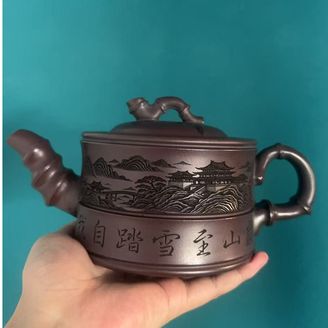 铁血红砂青云志大竹韵紫砂壶760CC