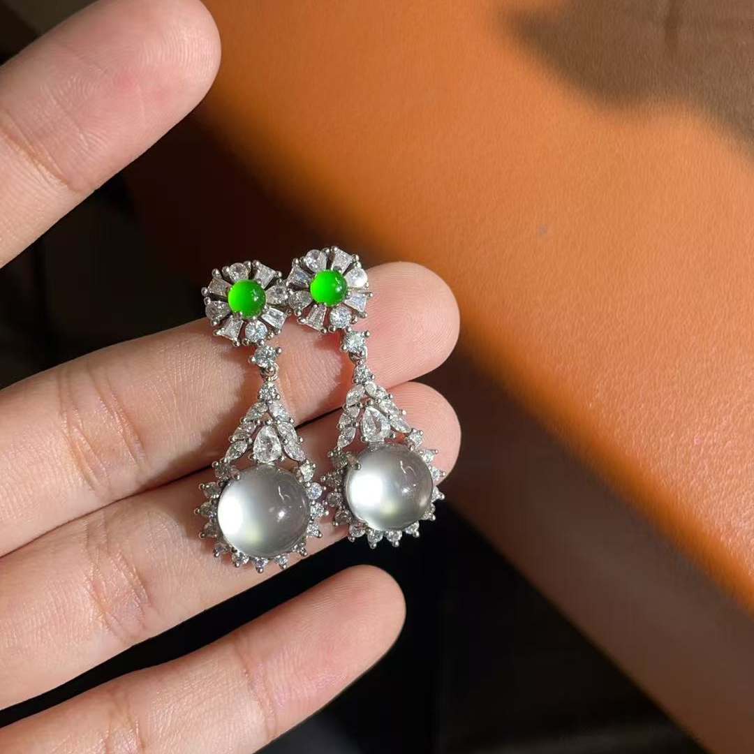 石英质玉耳坠天然未镶嵌