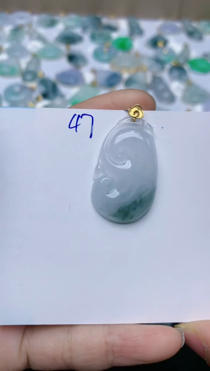 【闪购商品】翡翠颈饰18K金镶嵌天然翡翠A货    47