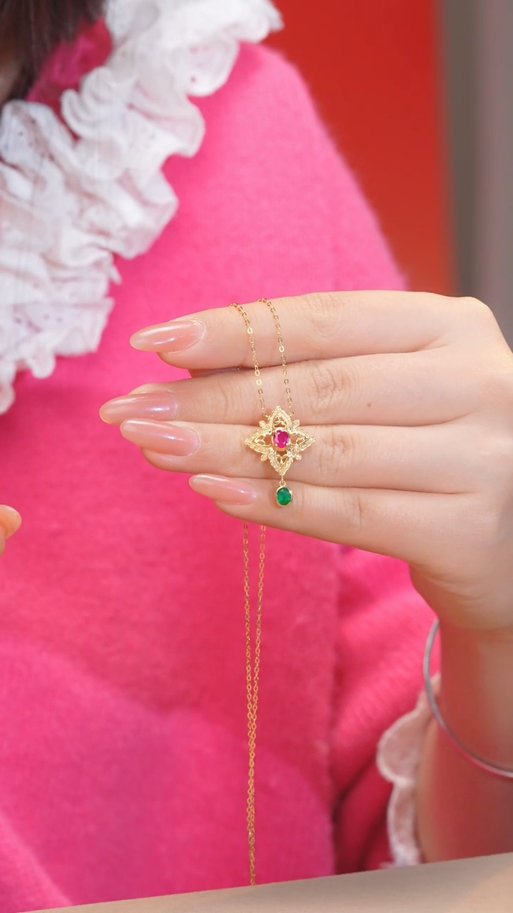 【闪购商品】红宝石项链18K金镶嵌@@U5506