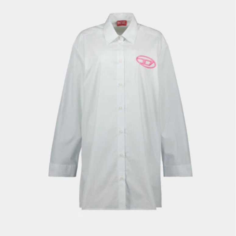 全新未使用  Diesel 条纹翻领长袖衬衫/蓝白