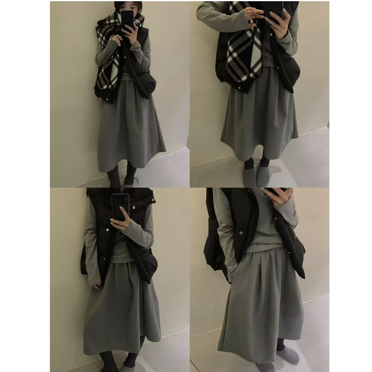 十三行白白家-韩系本质裙～冬季新款加厚花苞裙#8699