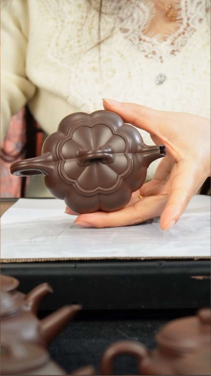 茶壶紫砂老紫泥筋纹花语160