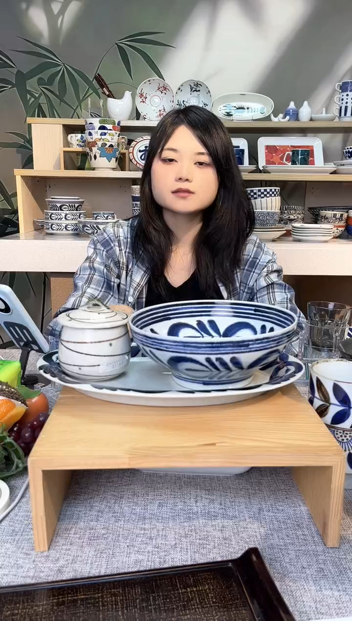 【闪购商品】瓷片瓷片手绘大鱼盘+微瑕蓝海草大碗+炖盅