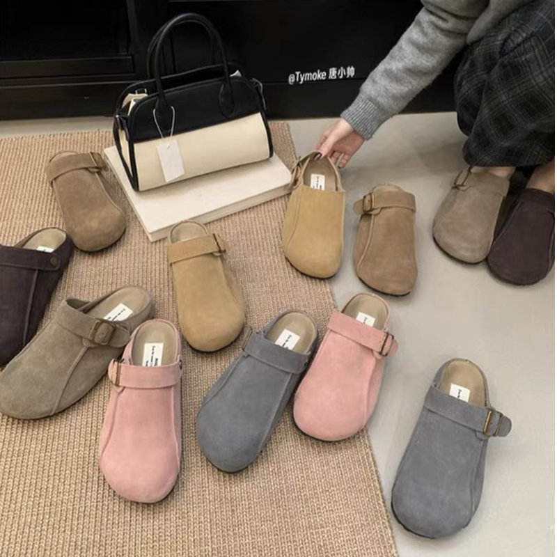 唐小小推荐~ 两穿版~勃肯半拖鞋女外穿一字扣带包头穆勒鞋