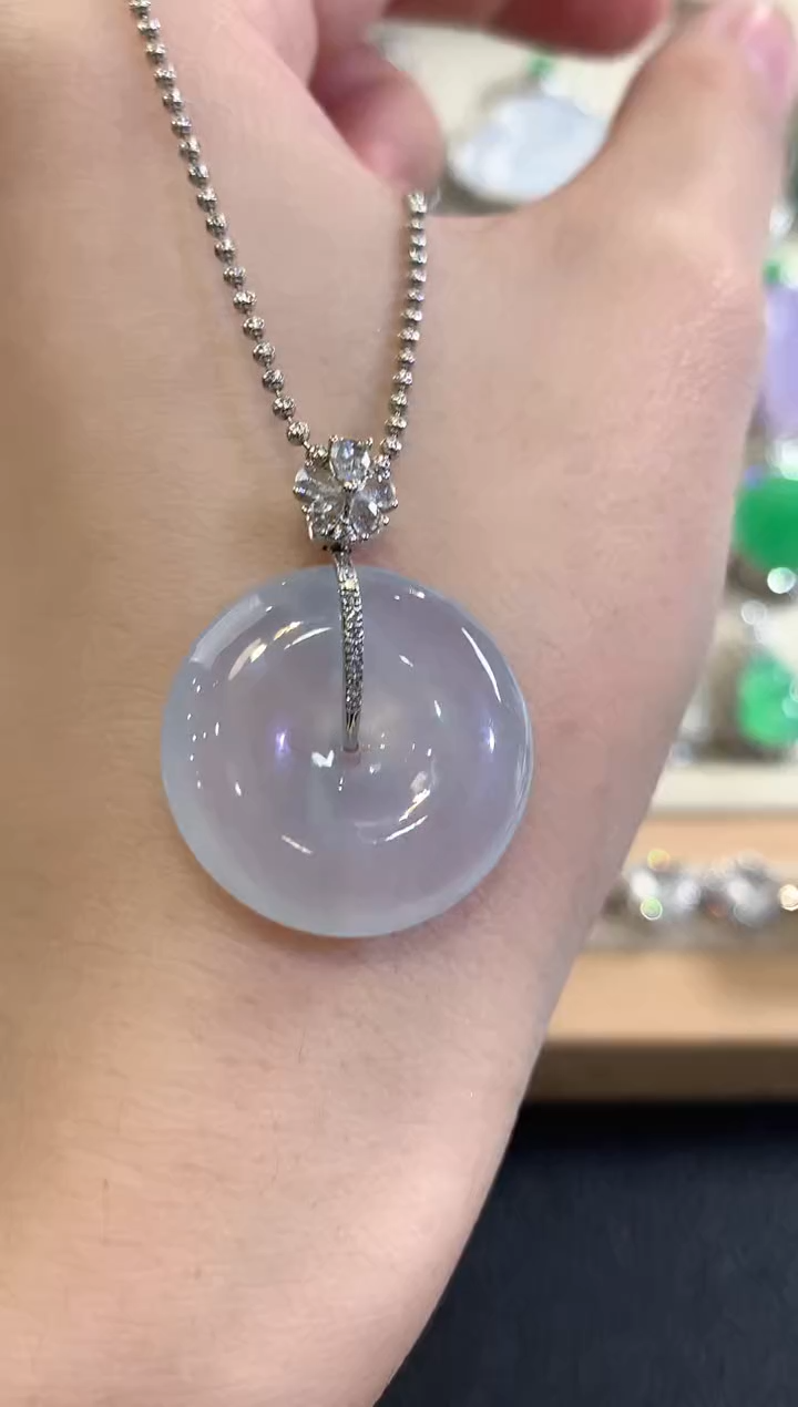 吊坠(不含链)18K金镶嵌翡翠冬日珠宝W29