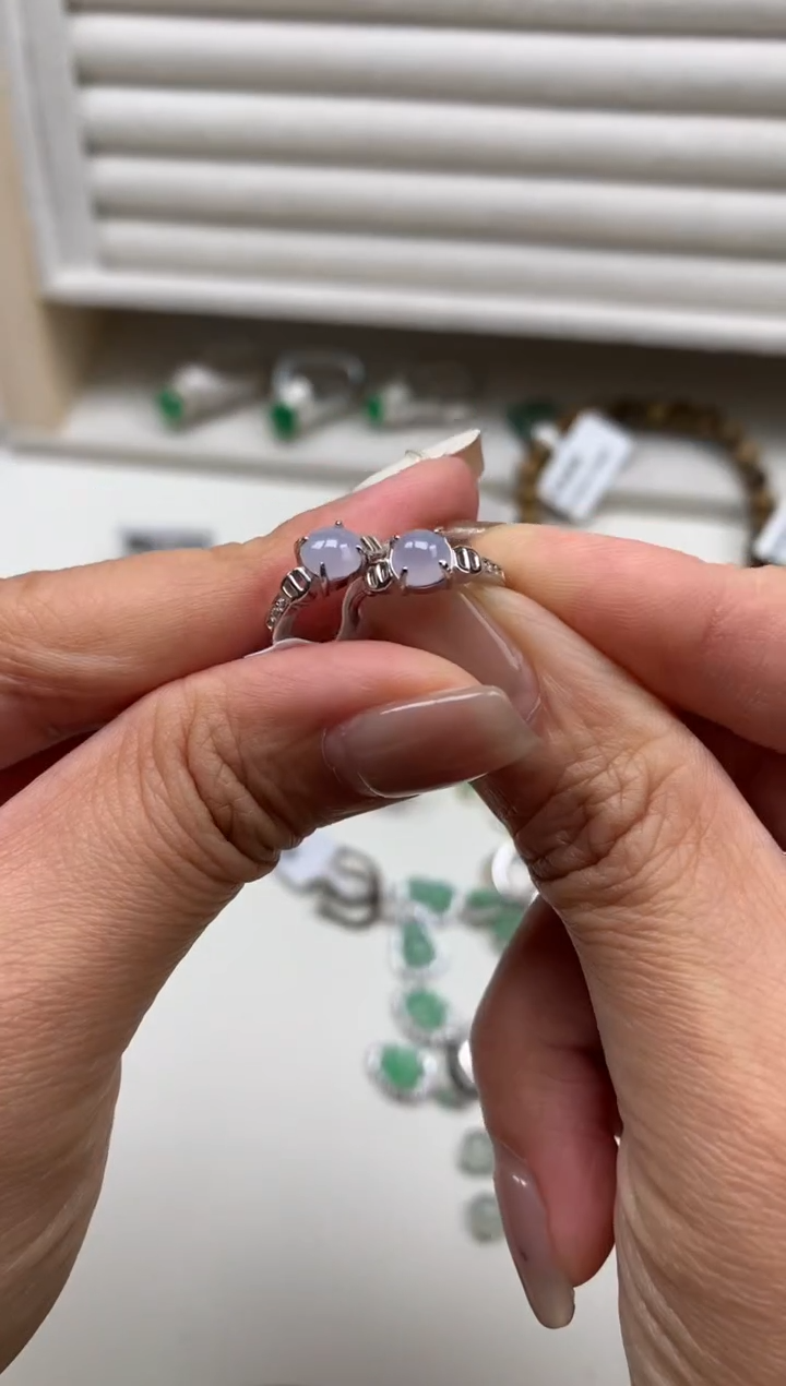 银S925镶嵌戒指翡翠耳饰5