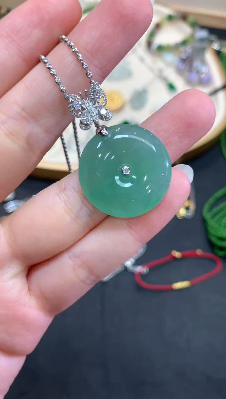 翡翠18K金镶嵌吊坠(不含链)w676(不含链)|6800