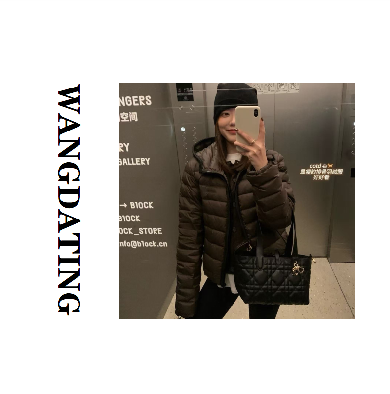 WANGDATING【排骨连帽】25s秋冬连帽字母鹅绒服女款