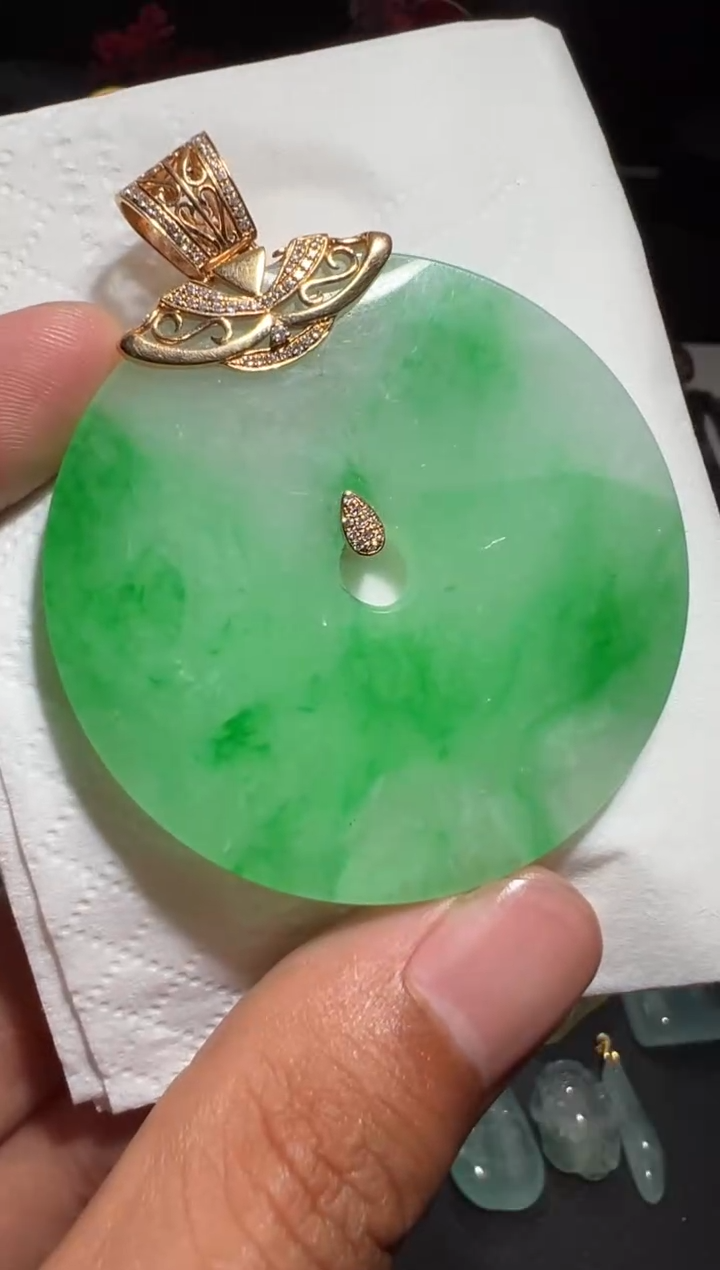 【闪购商品】定制翡翠18K金镶嵌天然缅甸A货翡翠