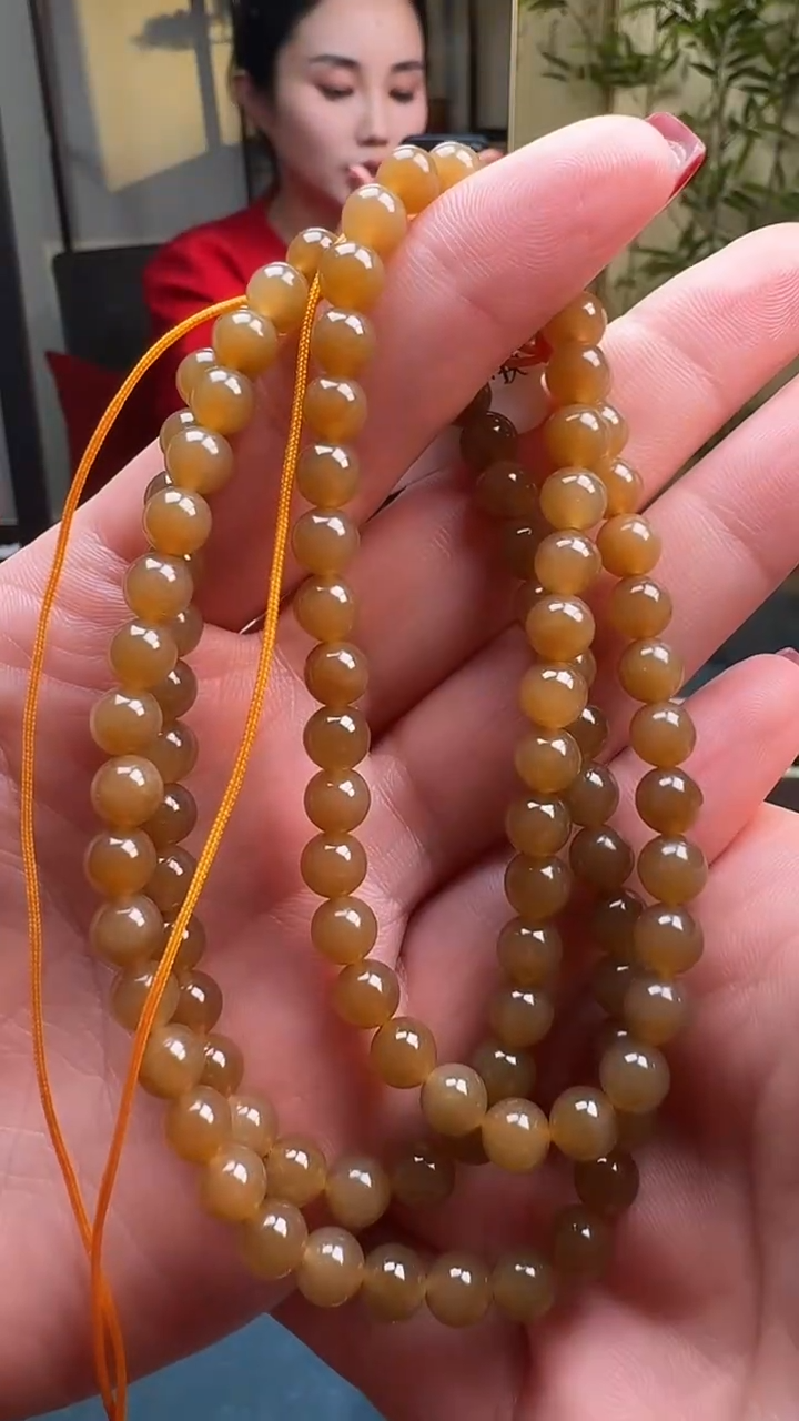 【闪购商品】和田玉项链未镶嵌 1382 糖玉6mm108链 