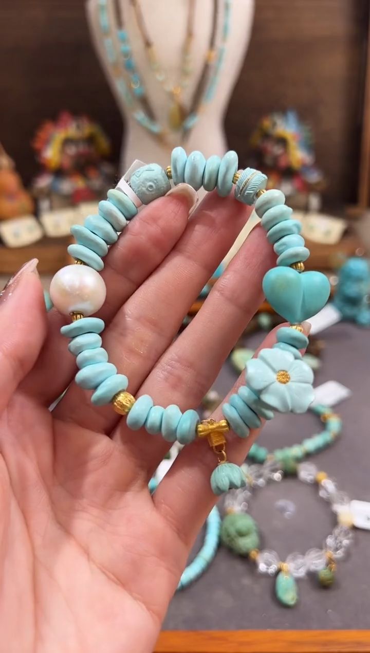 18K金镶嵌绿松石手链绿松石手链