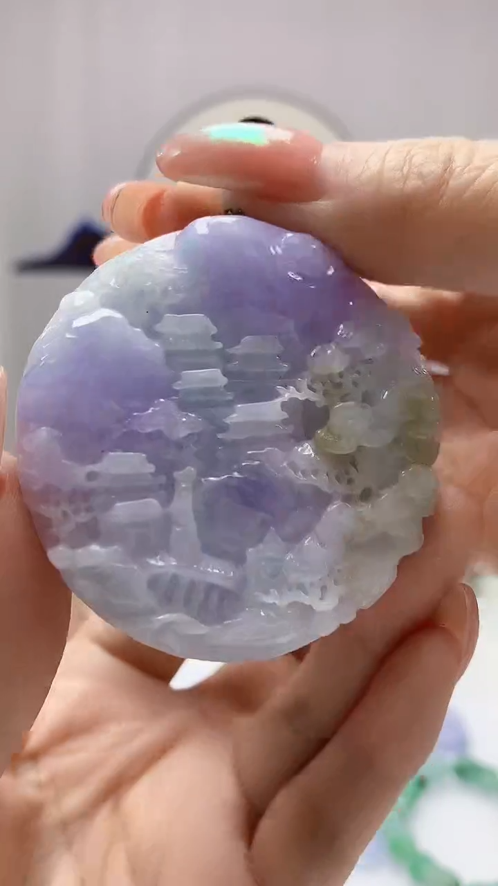 【闪购商品】定制翡翠未镶嵌5152DD-毛货挂件山水117