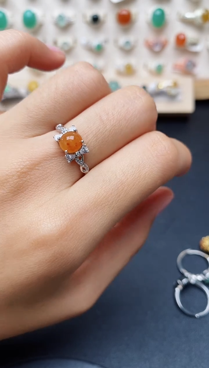 【闪购商品】翡翠戒指银S925镶嵌缅甸翡翠