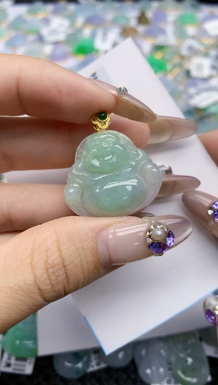 翡翠挂件银S925镶嵌19   天然翡翠A货