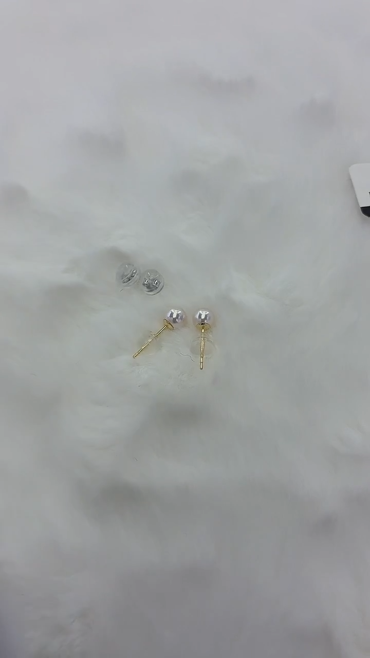 18K金镶嵌耳钉海水珍珠Akoya 耳钉 5-5.5MM 18K金 