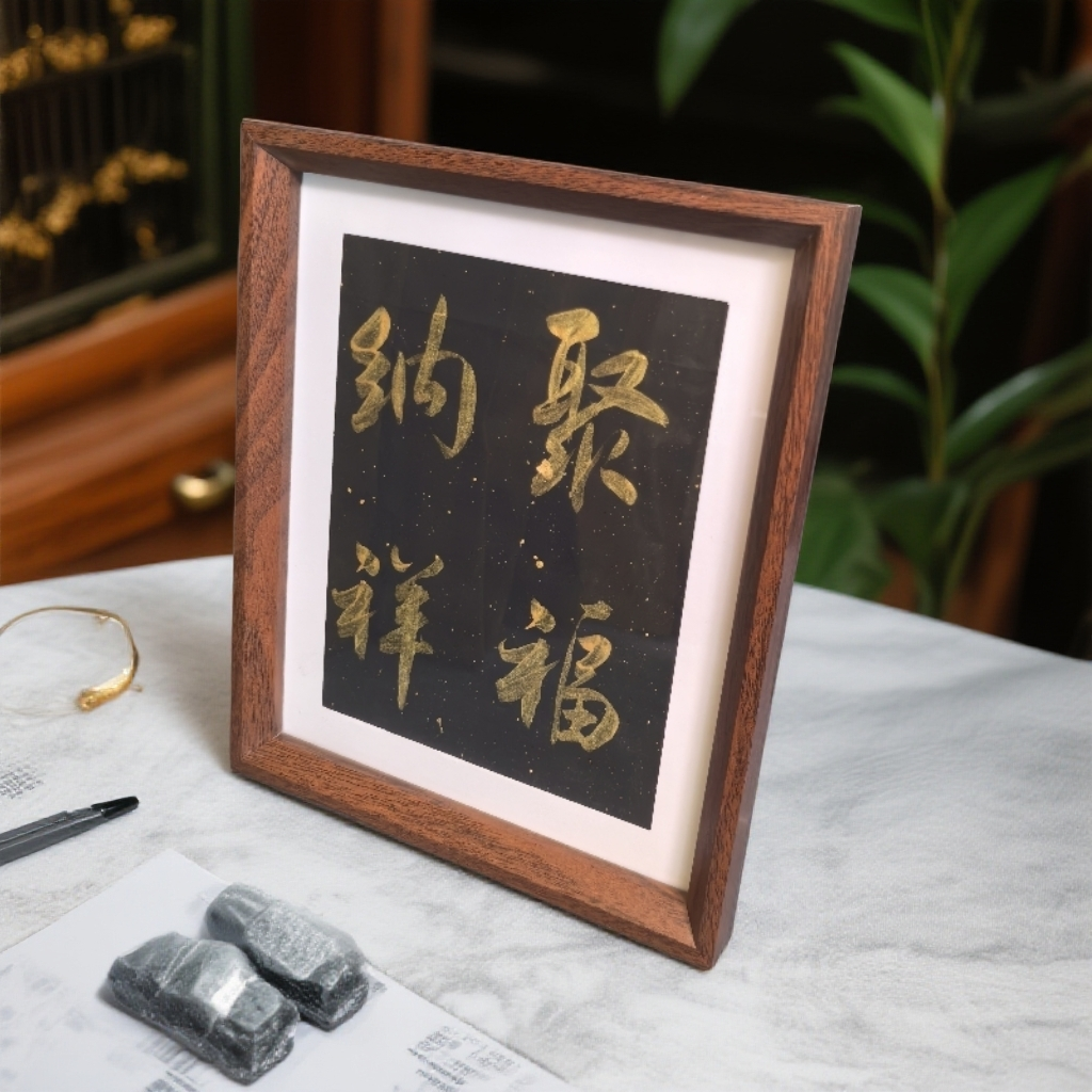 《聚福纳祥》竖幅 手写手绘书法摆件