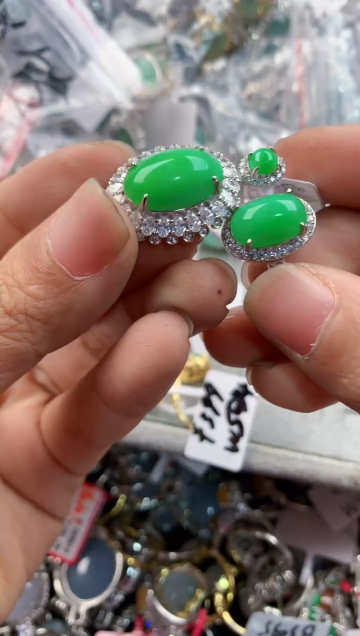 银S925镶嵌戒指翡翠888---6