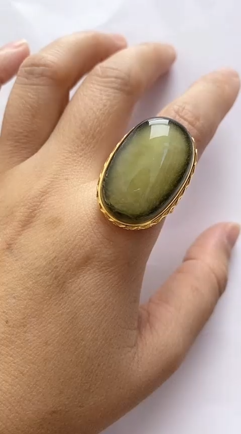 【闪购商品】琥珀裸石银S925镶嵌琥珀戒指