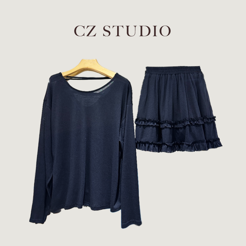 松弛感慵懒风通勤静奢风休闲风INS风时尚套装简约休闲舒适打底