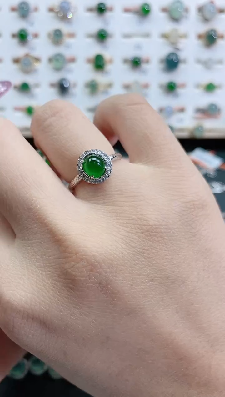 银S925镶嵌戒指翡翠天然翡翠