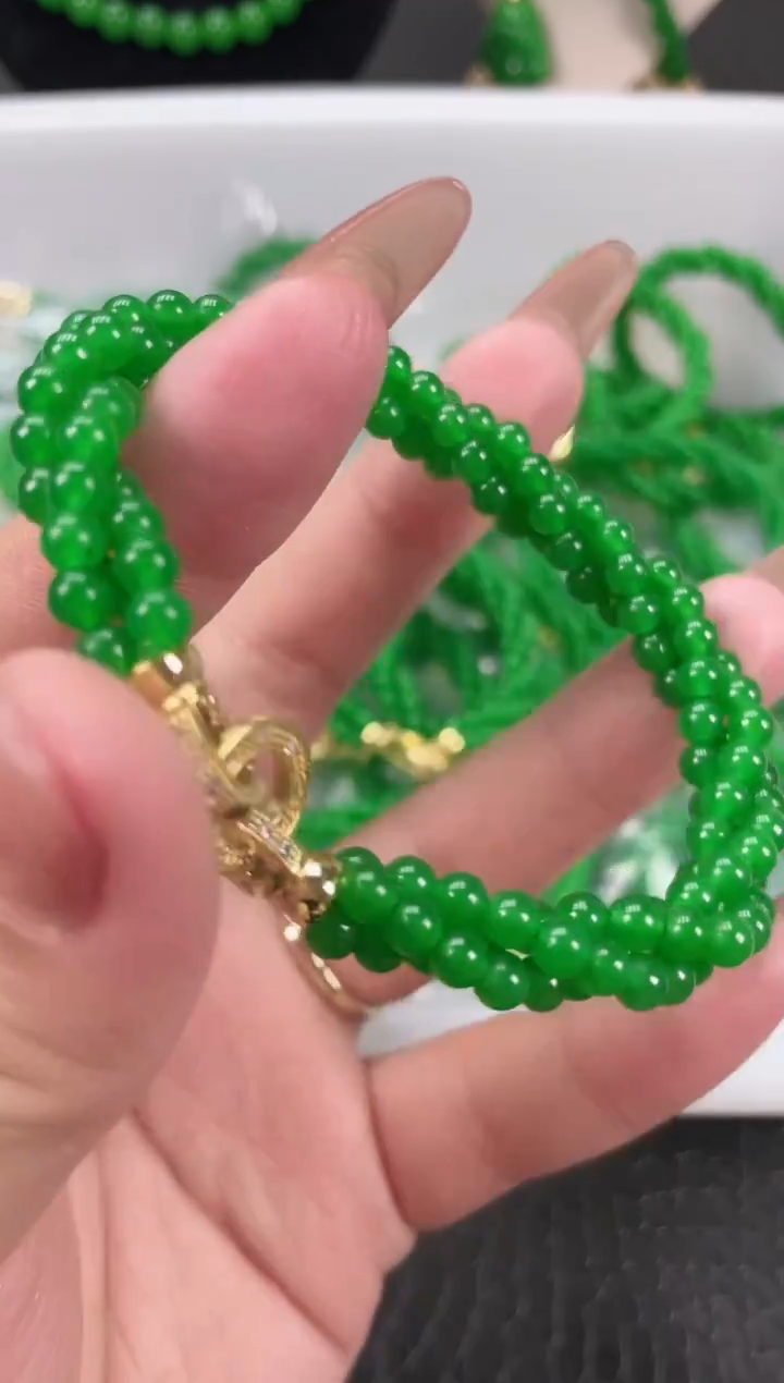 未镶嵌翡翠耳饰小米麻花手串