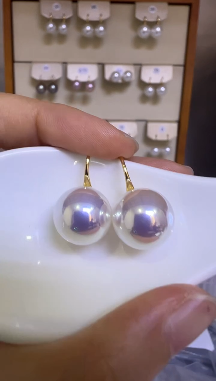 18K金镶嵌耳饰淡水珍珠高跟鞋