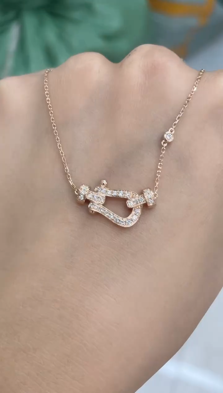 【闪购商品】钻石项链18K金镶嵌H马蹄钻石项链