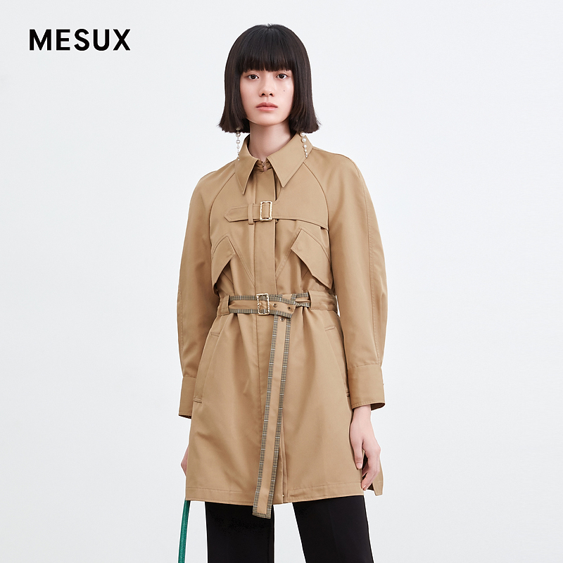 【许半夏专享】MESUX米岫秋双面色织格衬衫式高密色织格风衣MJFUG