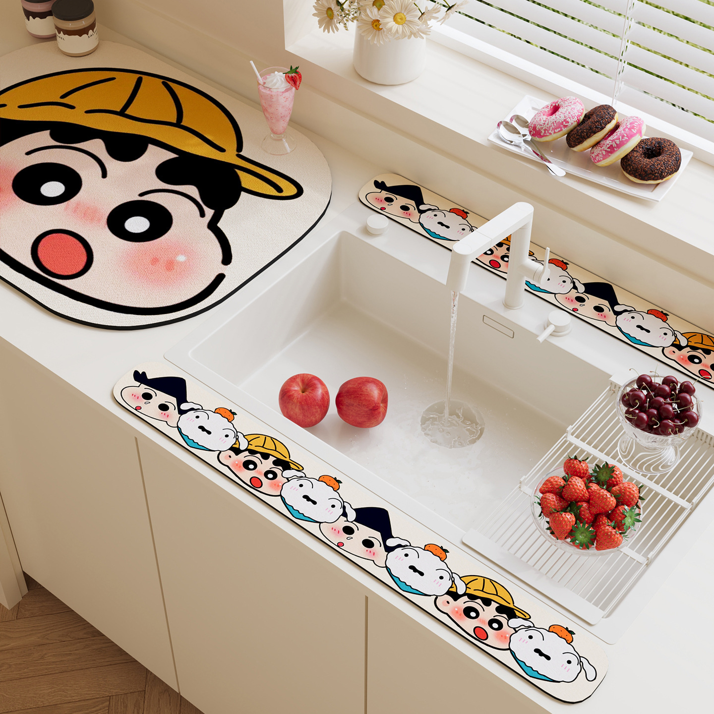 硅藻泥软垫厨房卫生间水池台防溅水垫沥水垫耐用速干窄款可爱防滑