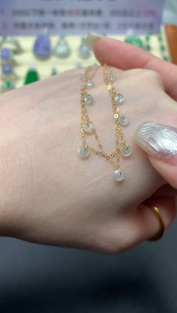 【闪购商品】翡翠手链18K金镶嵌多样性发其一|545+54