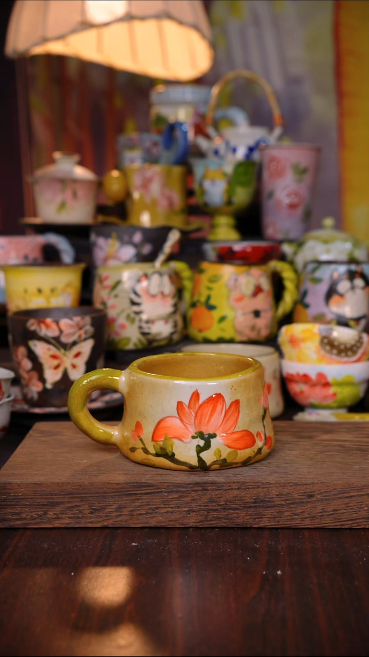 杯子陶泥垚手作 景德镇手工手绘陶瓷器物