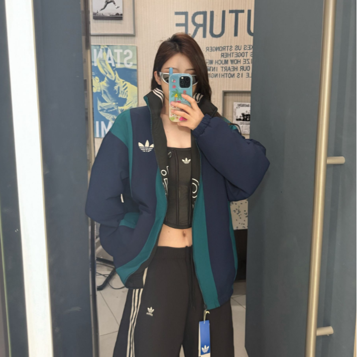 adidas M REV JKT 保暖双面穿运动宽松棉服 KS5954