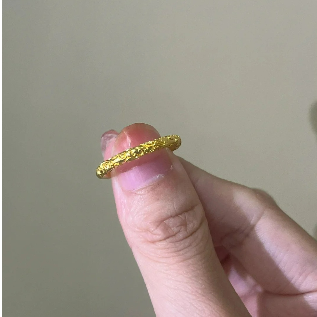 足金999 樱花卷草纹戒指 17圈口