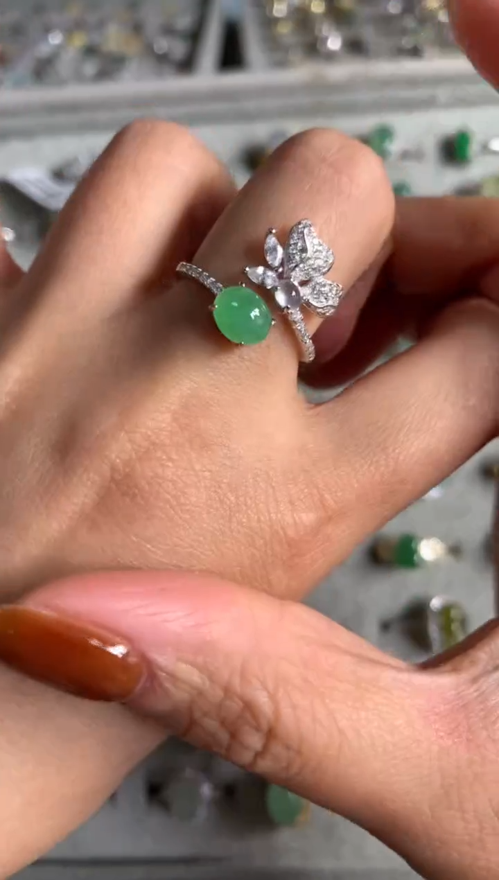 银S925镶嵌戒指翡翠34