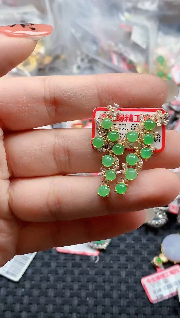 银S925镶嵌戒指翡翠天然A货缅甸翡翠