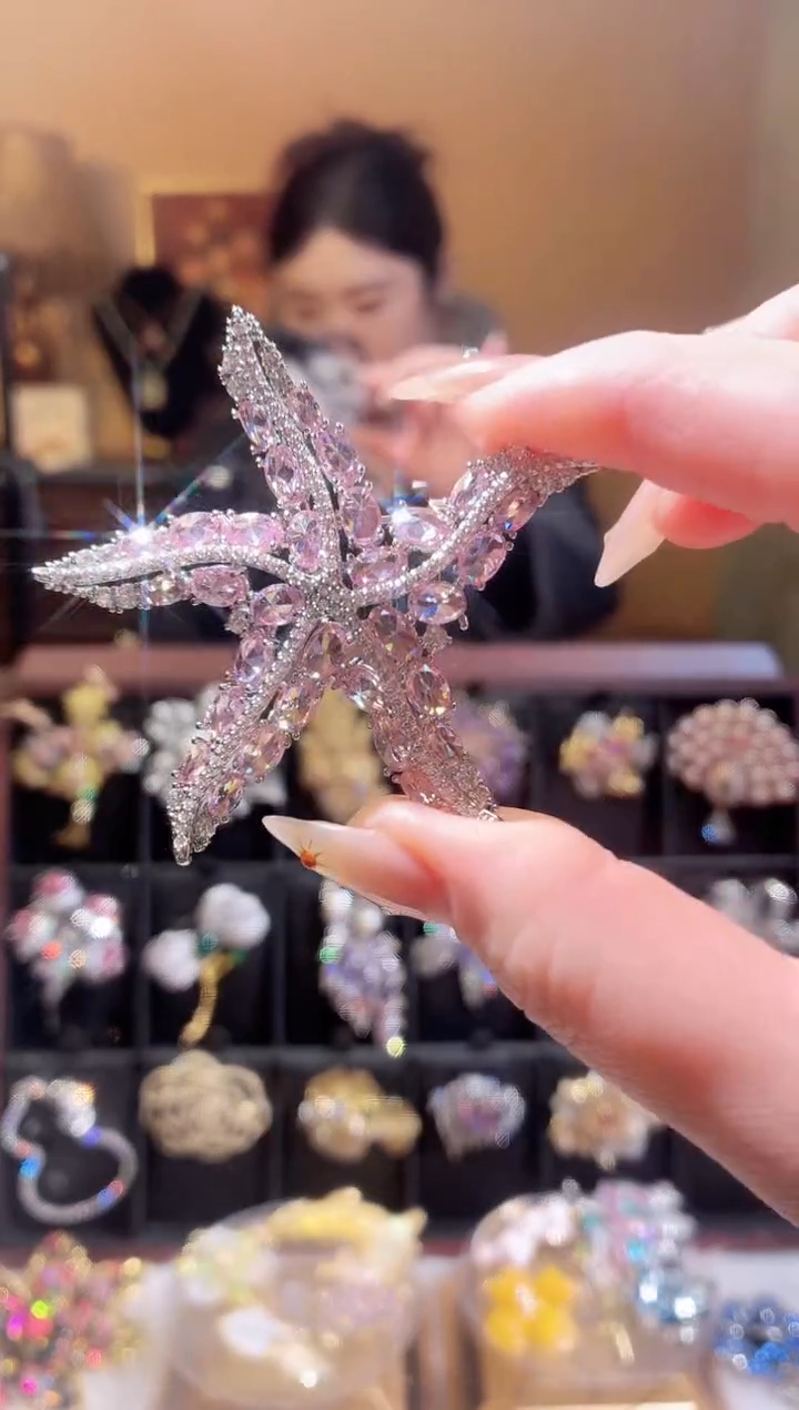 合成立方氧化锆铜合金粉色海星