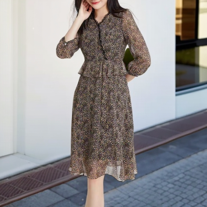 884#【木兮兮专属】2025年秋季新款气质显瘦百搭时尚印花连衣裙