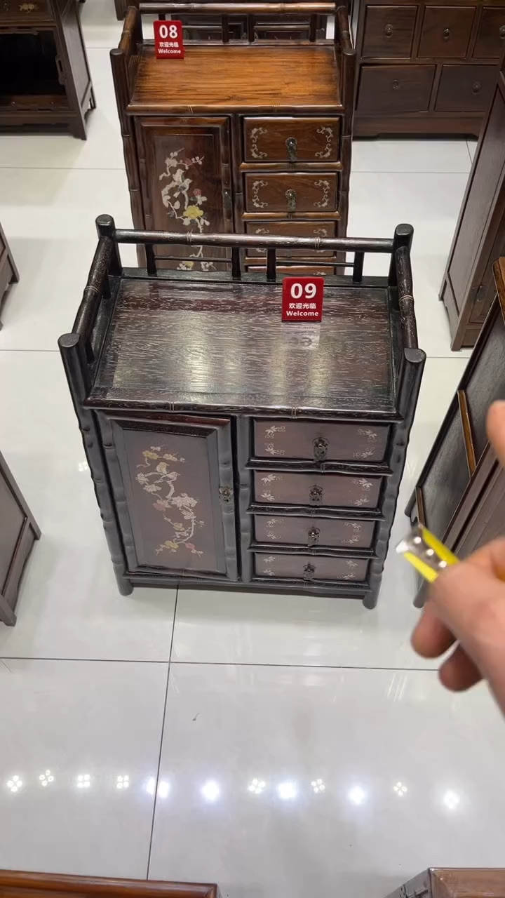 【闪购商品】木喜鹊登梅竹节茶水柜