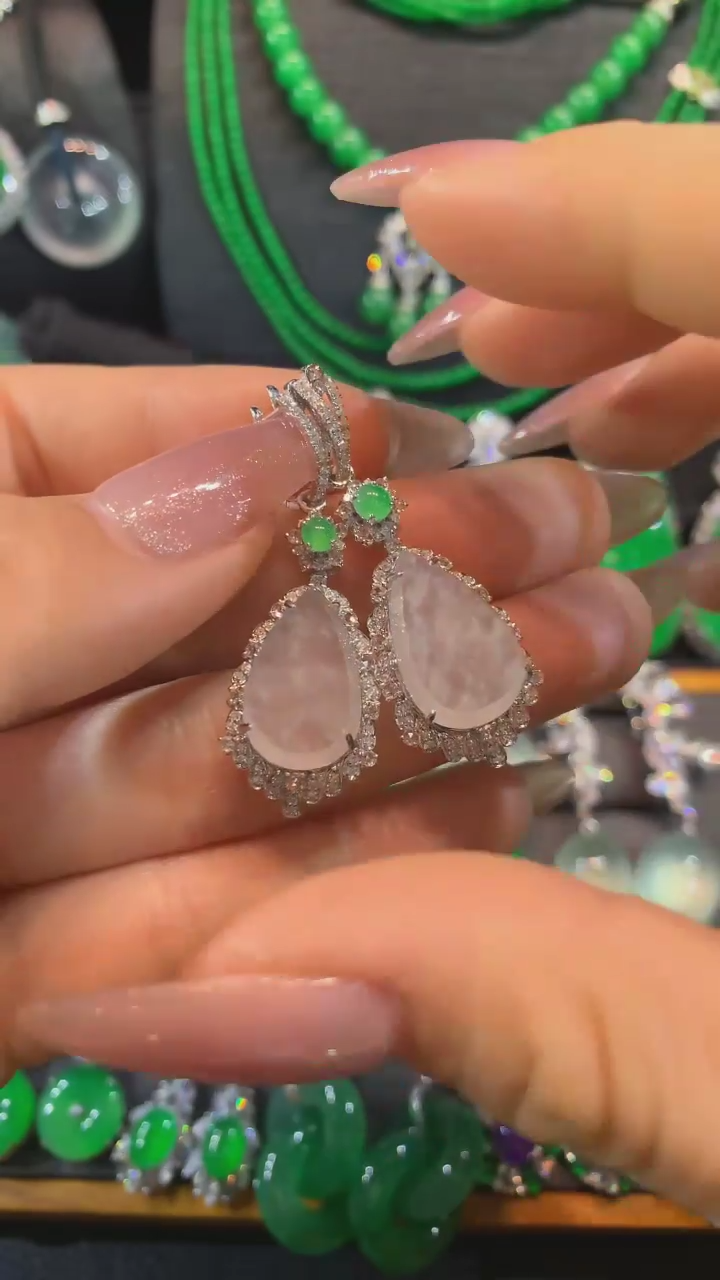 【闪购商品】翡翠耳饰18K金镶嵌耳饰