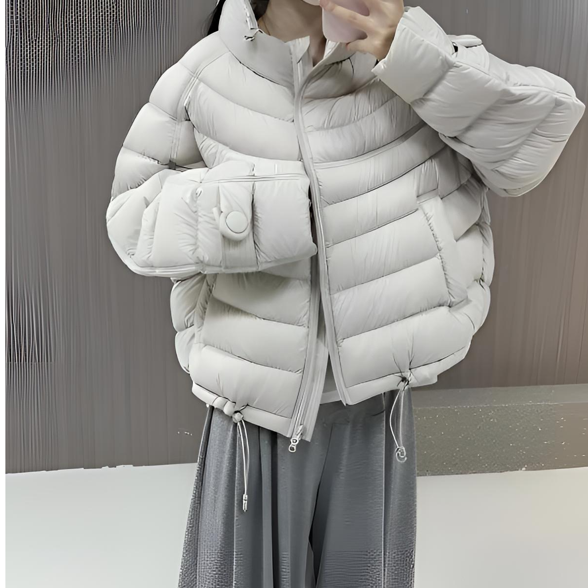 泡芙云感排骨羽绒服女2025新款宽松立领超好看短款小个子外套