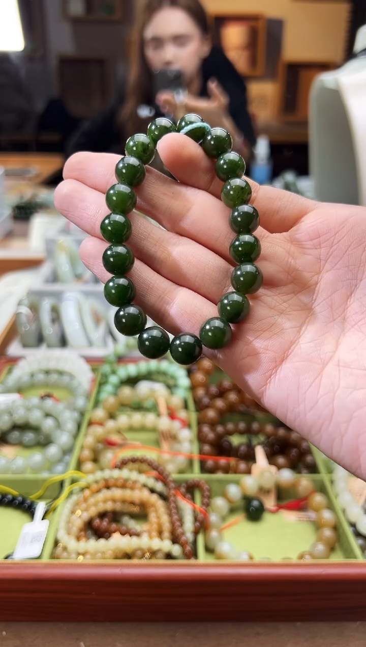 未镶嵌手串和田玉木孜塔格碧玉手串卡10