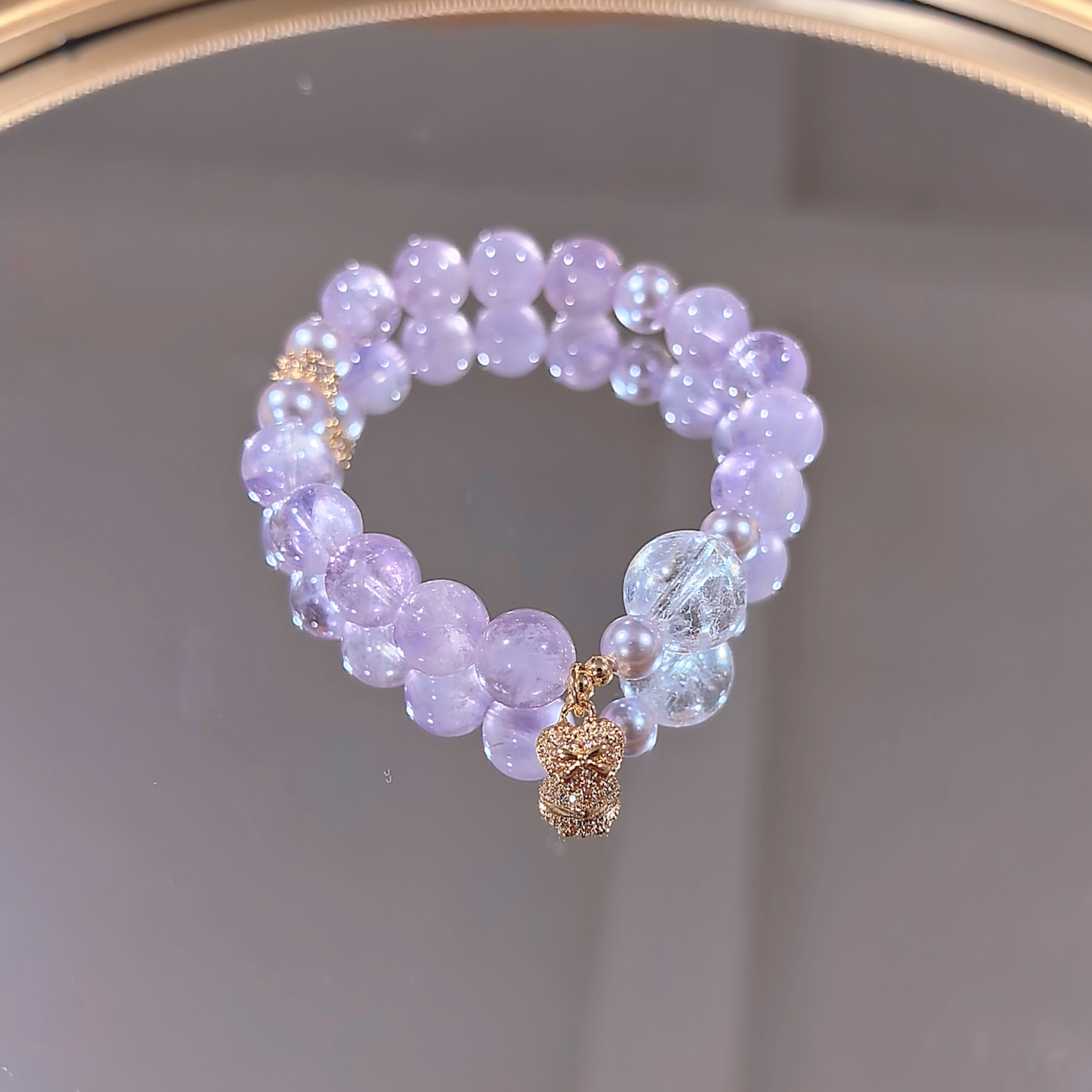 YS0046【紫韵凝光】紫水晶心心简约款手串多样性发其一